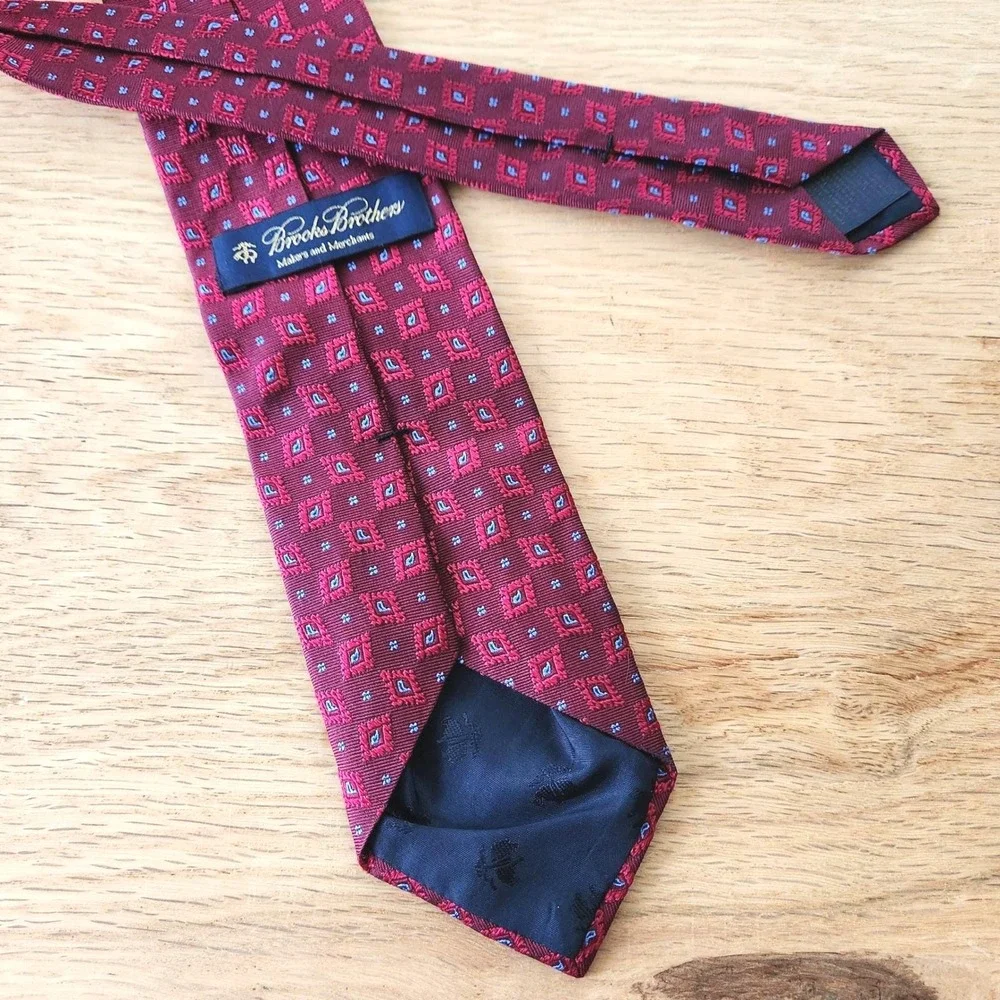 Vintage‎ Brooks Brothers Makers and Merchants Red Patterned Necktie Paisley Tie